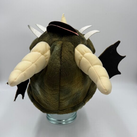 Elope Green Dragon Plush Hat with Size Adjust Horns Teeth Wing Scales OS Dressup - Picture 4 of 11